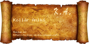 Kollár Anikó névjegykártya